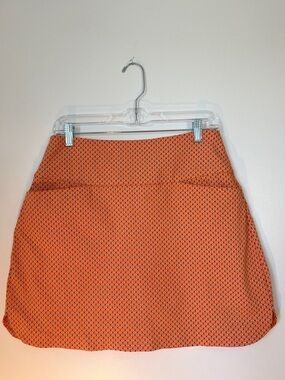 Lady Hagen Orange Mini Skirt with Subtle Pattern